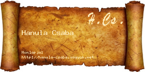 Hanula Csaba névjegykártya